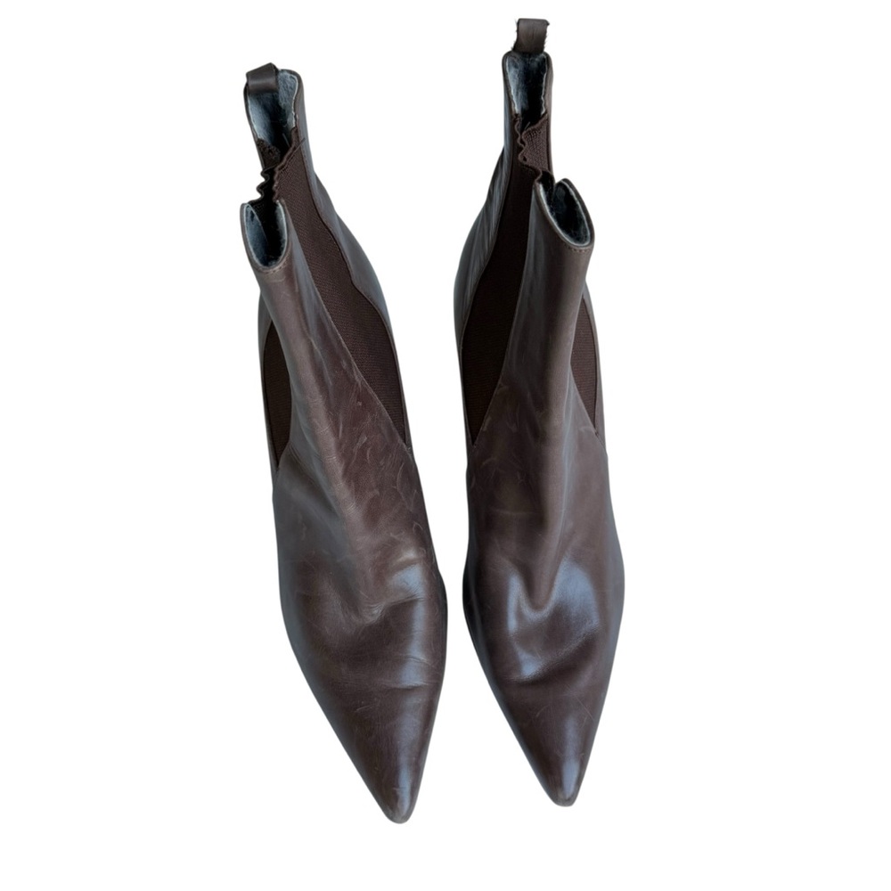 Lauren Ralph Lauren Chic Faded Brown Genuine Leather Ankle Boots 7 - Picture 2 of 11